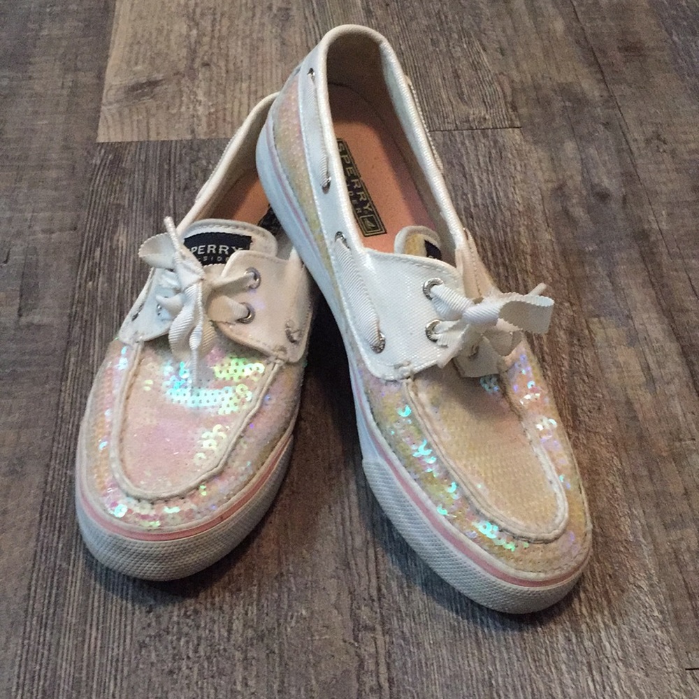 Sperry Top-Sider White with Iridescent Sequin